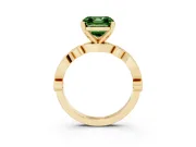Fancy Green Asscher Cut Diamond Solitaire Engagement Ring Set in Yellow gold with Milgrain Bezel Accent Band