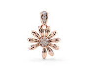 Round Lab-Grown Diamond Daisy Flower Pendant Necklace | Graduated Stone Bail | Rose Gold