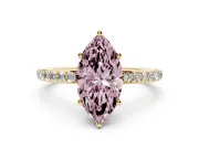 Marquise Hidden Halo Engagement Ring Setting for a Fancy Pink Lab-Grown Diamond | Yellow Gold