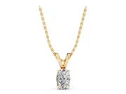 Oval Lab-Grown Diamond Solitaire Pendant Necklace | Split V Bail | Yellow Gold