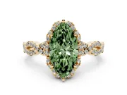 Marquise Milgrain Halo Engagement Ring Setting for a Fancy Green Lab-Grown Diamond | Graduated Shoulders | Yellow Gold