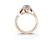 Oval Halo Pavé Engagement Ring Setting for a Fancy Green Lab-Grown Diamond | Narrow Split Shank | Rose Gold