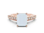 Radiant Cut Graduated Pave Cathedral Solitaire Engagement Ring Setting | Scroll Cut-Outs | Rose Gold
