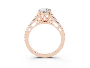 Oval Graduated Pave Cathedral Solitaire Engagement Ring Setting | Scroll Cut-Outs | Rose Gold