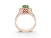 Oval Double Halo Split Shank Engagement Ring Setting for a Fancy Green Lab-Grown Diamond | Pave Strands | Rose Gold