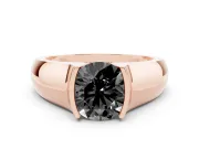 Round Half Bezel Solitaire Engagement Ring Setting for a Black Center | Wide Band | Rose Gold