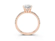 Princess Cut Pavé Solitaire Engagement Ring Setting | Scalloped Accent Row | Rose Gold