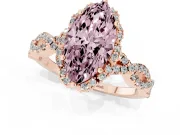 Marquise Milgrain Halo Engagement Ring Setting for a Fancy Pink Lab-Grown Diamond | Graduated Shoulders | Rose Gold