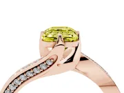 Emerald Cut Bypass Pavé Solitaire Engagement Ring Setting for a Fancy Yellow Lab-Grown Diamond | Angled Head | Rose Gold