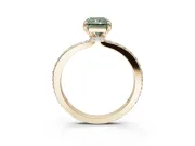 Radiant Cut Hidden Halo Engagement Ring Setting for a Fancy Green Lab-Grown Diamond | Pavé Band | Yellow Gold
