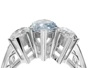 Marquise Three Stone Engagement Ring Setting for a Fancy Blue Lab-Grown Diamond | Beaded Shoulders | Platinum