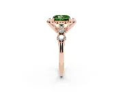 Fancy Green Radiant Cut Diamond Floral Halo Ring Set in Rose gold with Shared Prong Band