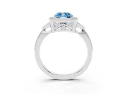 Cushion Cut Milgrain Halo Engagement Ring Setting for a Fancy Blue Lab-Grown Diamond | Graduated Pavé | Sterling Silver
