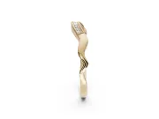 Round Lab-Grown Diamond Milgrain Deep Curve Wedding Band | Sculpted Shoulders | Yellow Gold