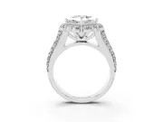 Princess Cut Diamond Halo Engagement Ring Set in White gold with Split Shank and Prong Setting