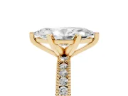 Marquise Vintage Pavé Solitaire Engagement Ring Setting | Milgrain Edges | Yellow Gold