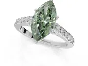 Marquise Pavé Solitaire Engagement Ring Setting for a Fancy Green Lab-Grown Diamond | Crossover Gallery | Platinum
