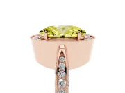 Oval Milgrain Halo Engagement Ring Setting for a Fancy Yellow Lab-Grown Diamond | Side Stones | Rose Gold