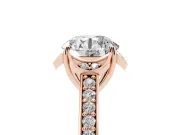 Round Floral Pavé Engagement Ring Setting | Petal Accents | Rose Gold