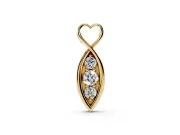 Round Lab-Grown Diamond Infinity Heart Pendant Necklace | Vertical Stone Row | Yellow Gold