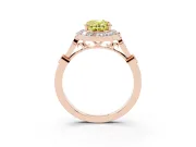 Oval Halo Engagement Ring Setting for a Fancy Yellow Lab-Grown Diamond | Bezel Stations | Rose Gold