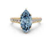 Marquise Graduated Pavé Engagement Ring Setting for a Fancy Blue Lab-Grown Diamond | Yellow Gold