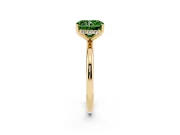 Fancy Green Radiant Cut Diamond Solitaire Engagement Ring Set in Yellow gold with Prong Setting and Polished Band