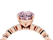 Oval Beaded Solitaire Engagement Ring Setting for a Fancy Pink Lab-Grown Diamond | Rose Gold