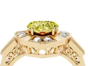 Heart-Shaped Milgrain Sectioned Halo Engagement Ring Setting for a Fancy Yellow Lab-Grown Diamond | Yellow Gold