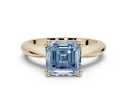 Princess Cut Tapered Solitaire Engagement Ring Setting for a Fancy Blue Lab-Grown Diamond | Yellow Gold