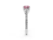 Cushion Cut Hidden Halo Pave Engagement Ring Setting for a Fancy Pink Lab-Grown Diamond | Claw Prongs | White Gold