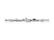 Round Lab-Grown Diamond Rope Frame Bezel Station Bracelet | Pavé Bar Links | Sterling Silver
