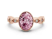 Oval Milgrain Bezel Engagement Ring Setting for a Fancy Pink Lab-Grown Diamond | Rose Gold