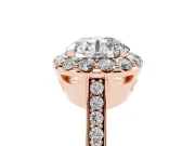 Round Floral Halo Engagement Ring Setting | Large Round Accents | Rose Gold