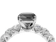 Cushion Cut Side Stone Engagement Ring Setting for a Black Center | Sterling Silver