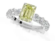 Emerald Cut Engagement Ring Setting for a Fancy Yellow Lab-Grown Diamond | White Gold - Design NV-24455