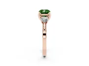 Cushion Cut Hidden Halo Three Stone Engagement Ring Setting for a Fancy Green Lab-Grown Diamond | Rose Gold