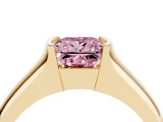 Princess Cut Half Bezel Solitaire Engagement Ring Setting for a Fancy Pink Lab-Grown Diamond | Wide Band | Yellow Gold