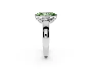 Fancy Green Three-Stone Marquise Cut Diamond Ring Set in Platinum with Matching Prong Settings and Plain Band