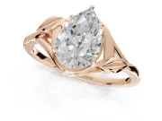Pear-Shaped Leaf Bypass Solitaire Engagement Ring Setting | Polished Band | Rose Gold