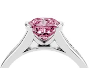 Cushion Cut Half Bezel Engagement Ring Setting for a Fancy Pink Lab-Grown Diamond | Sterling Silver
