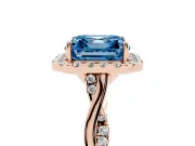 Asscher Cut Twist Halo Engagement Ring Setting for a Fancy Blue Lab-Grown Diamond | Rose Gold