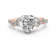 Heart-Shaped Scattered Accent Engagement Ring Setting | Slim Band | Rose Gold