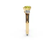 Heart-Shaped Three Stone Engagement Ring Setting for a Fancy Yellow Lab-Grown Diamond | Plain Squared Band | Yellow Gold