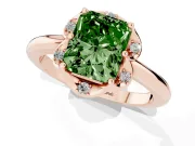 Radiant Cut Petal Halo Engagement Ring Setting for a Fancy Green Lab-Grown Diamond | Rose Gold