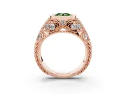 Round Vintage Bezel Engagement Ring Setting for a Fancy Green Lab-Grown Diamond | Rose Gold