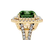 Asscher Cut Halo Engagement Ring Setting for a Fancy Green Lab-Grown Diamond | Yellow Gold - Design NV-24799