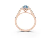 Marquise Halo Engagement Ring Setting for a Fancy Blue Lab-Grown Diamond | Pave Shoulders | Rose Gold