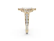 Marquise Halo Side Cluster Engagement Ring Setting | Graduated Channel Band | Yellow Gold