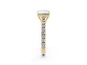 Princess Cut Pave Engagement Ring Setting | Shared Prong Band | Yellow Gold